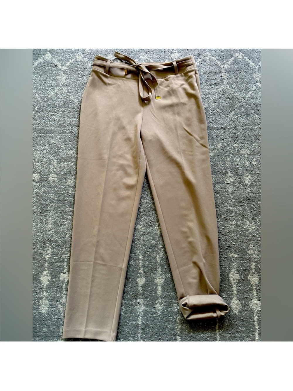 Tie-Waist Stretchy tan pants